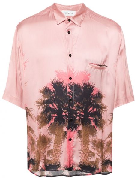 Сатенена риза с принт Laneus розово