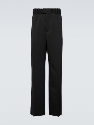 Μάλλινο παντελόνι με ίσιο πόδι με ψηλή μέση Bottega Veneta μαύρο