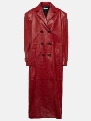 Oversized δερμάτινο παλτό Alessandra Rich κόκκινο