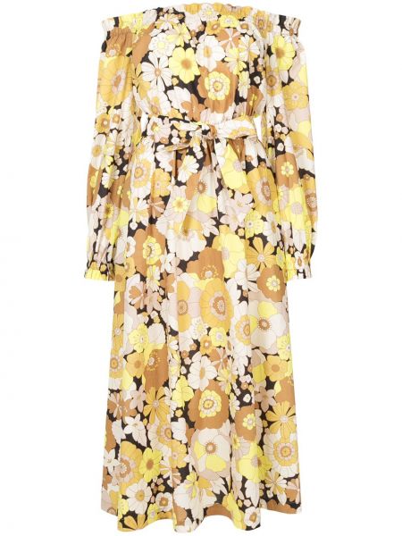 Платье миди в цветочный принт Rebecca Vallance, желтое