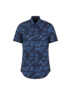 Koszula z krótkim rękawem Armani Exchange niebieska