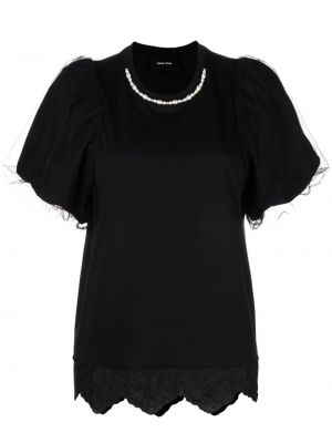 T-shirt mit perlen aus baumwoll Simone Rocha schwarz