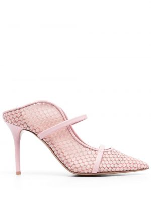 Papuci tip mules plasă din dantelă Malone Souliers roz