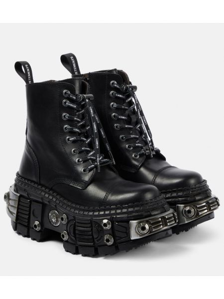 Kožené kotníkové boty Vetements černé