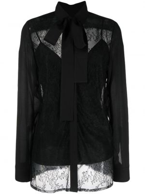 Блуза с панделка с дантела Elie Saab черно