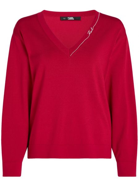 Μακρύ πουλόβερ με λαιμόκοψη v Karl Lagerfeld κόκκινο
