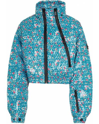 Puhasta smučarska jakna s potiskom Moncler Grenoble modra