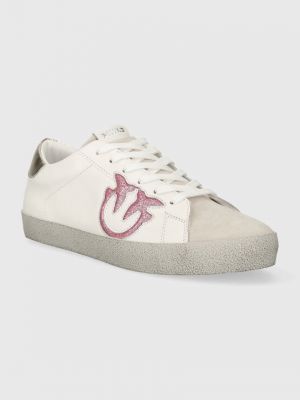 Sneakersy skórzane Pinko białe
