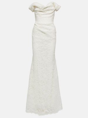 Свадебное кружевное платье с открытыми плечами Vivienne Westwood белое