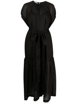 Lniana sukienka midi Nude czarna
