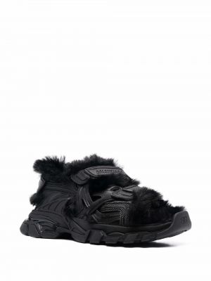 Sandales en fourrure Balenciaga noir