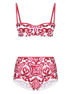 Bikini à imprimé Dolce & Gabbana rouge