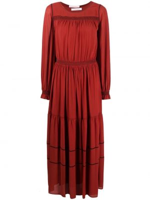 Viskózové dlouhé šaty See By Chloe - červená