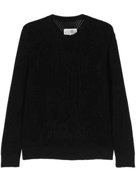 Жакардов памучен пуловер Mm6 Maison Margiela черно
