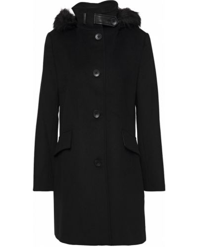 Шерстяное пальто с мехом Dkny, черный