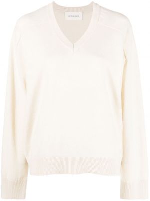 Плетен пуловер с v-образно деколте Armarium бяло