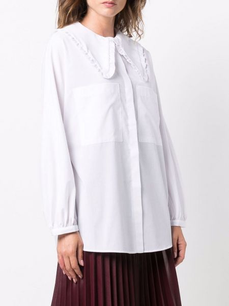 Blusa con volantes manga larga Semicouture blanco