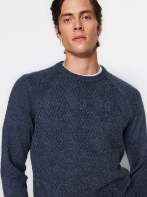 Sweter slim fit Trendyol niebieski