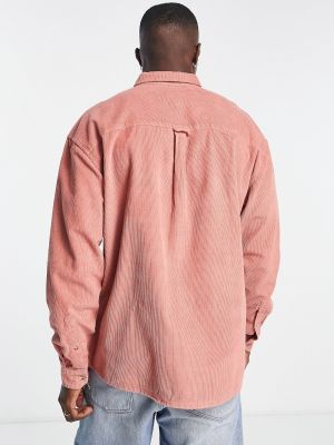 Вельветовая рубашка свободного кроя Asos розовая