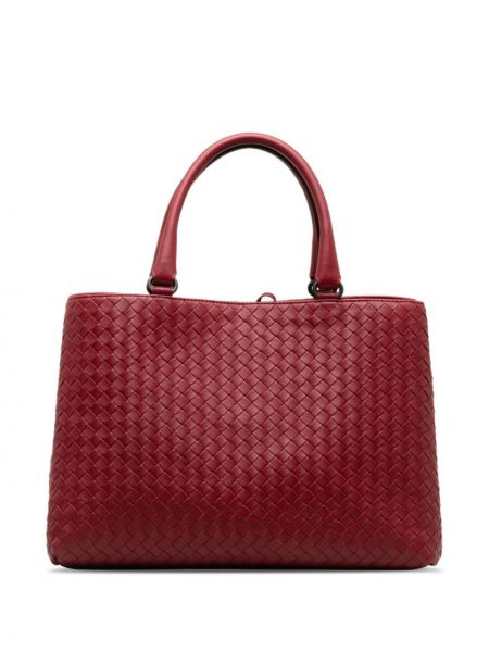 Kožna shopper torbica Bottega Veneta Pre-owned crvena