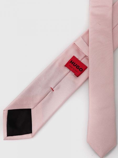 Jedwabny krawat Hugo różowy