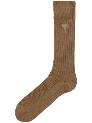 Чорапи бродирани Ami Paris кафяво
