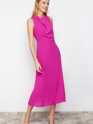 Μίντι φόρεμα από λυγαριά Trendyol ροζ