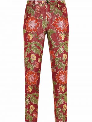 Žakárové nohavice Dolce & Gabbana červená