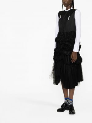 Midi suknele satininis iš tiulio Noir Kei Ninomiya juoda