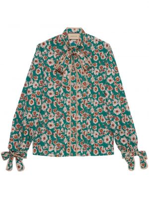 Trykt floral skjorte Gucci blå