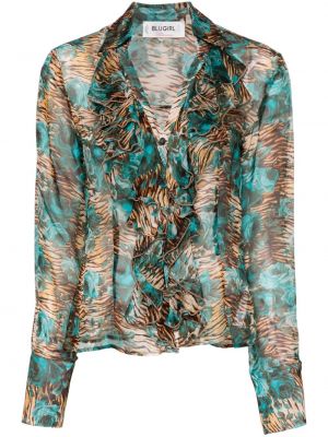 Φλοράλ πουκάμισο με σχέδιο με ρίγες τίγρη Blugirl