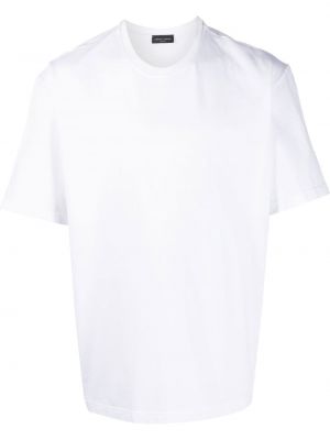 Памучна тениска с кръгло деколте Roberto Collina бяло