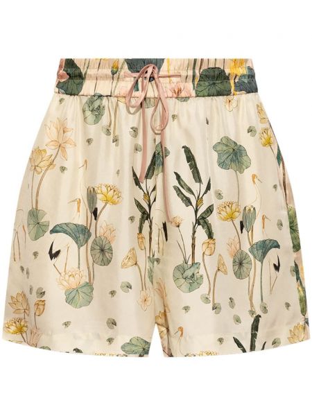 Kratke hlače s cvetličnim vzorcem s potiskom Munthe bela