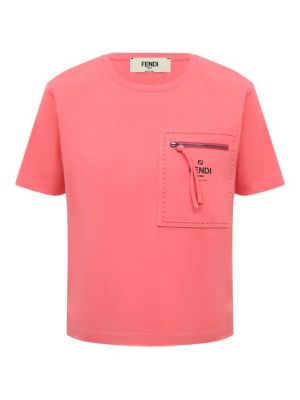 Хлопковая футболка Fendi розовая