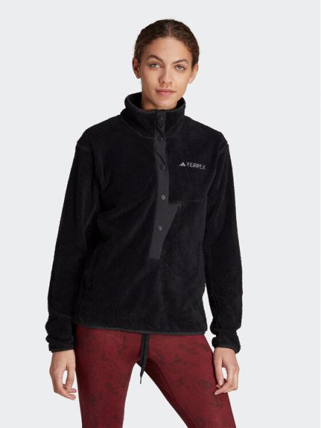 Fleece μπλούζα Adidas μαύρο