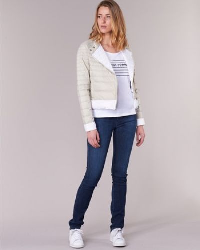 Pikowana kurtka jeansowa Armani Jeans beżowa
