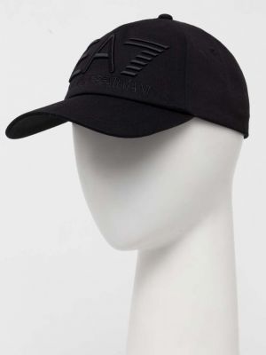 Хлопковая кепка с аппликацией Ea7 Emporio Armani черная