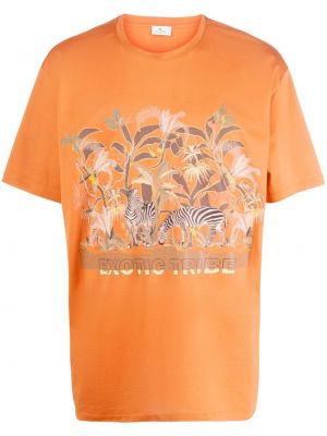 Bavlnené tričko s potlačou Etro oranžová