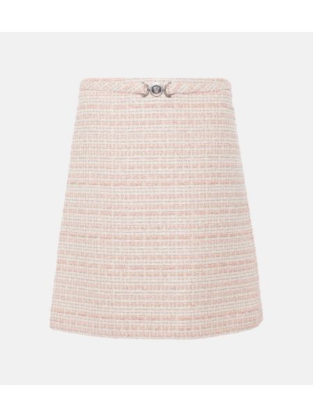 Mini falda de algodón de tweed Versace rosa