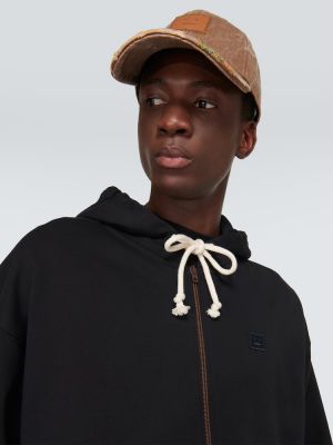 Fleece hoodie mit reißverschluss aus baumwoll Acne Studios schwarz