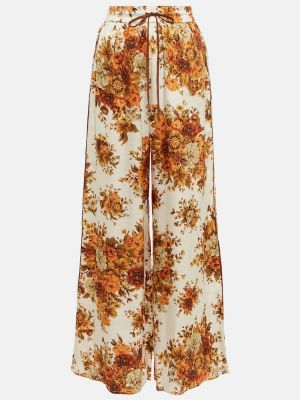 Pantaloni de mătase cu model floral cu croială lejeră Alã©mais