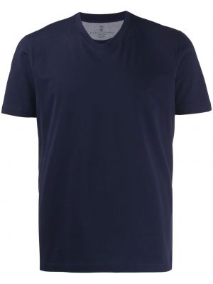 Klassisk v-ringad t-shirt Brunello Cucinelli blå