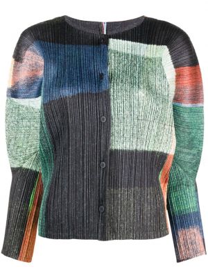 Plisovaná košeľa s potlačou s abstraktným vzorom Pleats Please Issey Miyake zelená