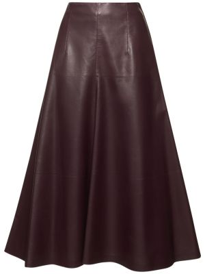 Vínové kožená sukně Lanvin