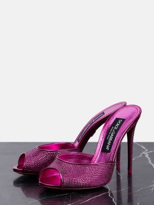 Сатенени сандали с кристали Dolce&gabbana розово