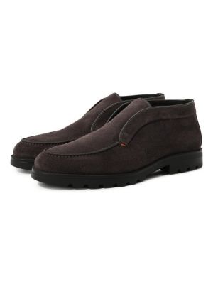 Замшевые ботинки Santoni коричневые