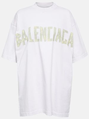 Bombažna jersey bombažna majica Balenciaga bela