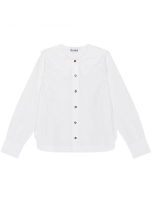 Βαμβακερό πουκάμισο Ganni λευκό