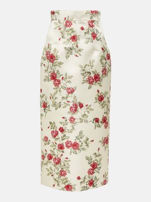 Květinové midi sukně Emilia Wickstead bílé