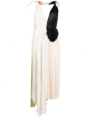 Plisované asymetrické večerní šaty Victoria Beckham bílé